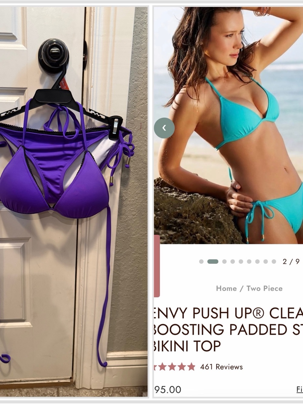 Voda swim purple ENVY PUSH UP CLEAVAGE BOOSTING PADDED STRING bikini size small